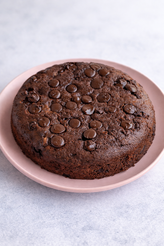 Loaded Chocolate Cake - no added sugar & gluten free - eggless
